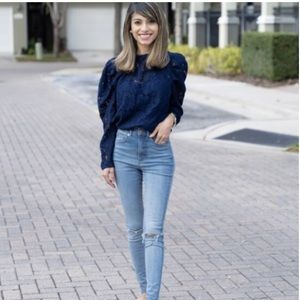 Express Eyelet LS Top Navy M